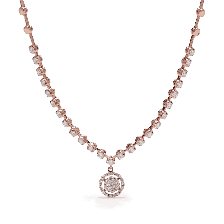 18ct Rose Gold Diamond Necklace £.00 (SKU25693)