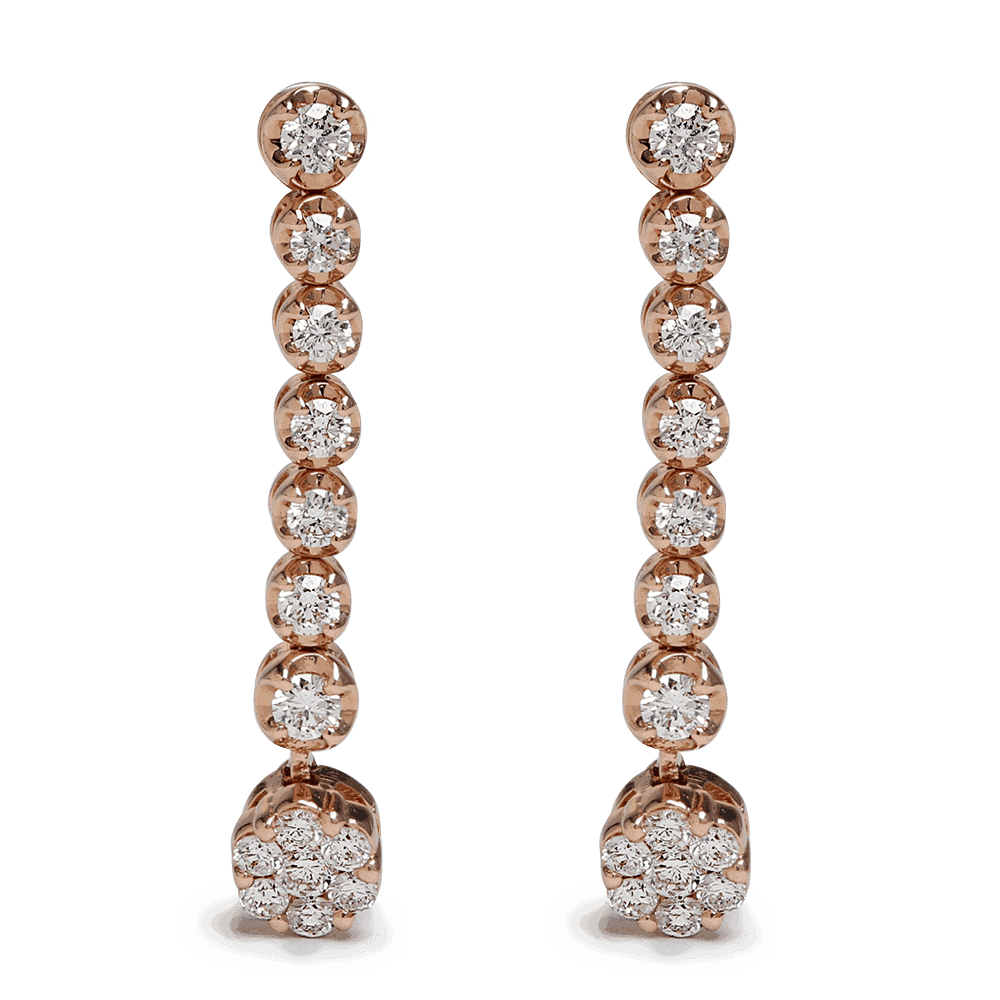 18ct Rose Gold Diamond Earrings 25701 - 18ct Rose Gold Diamond Earrings