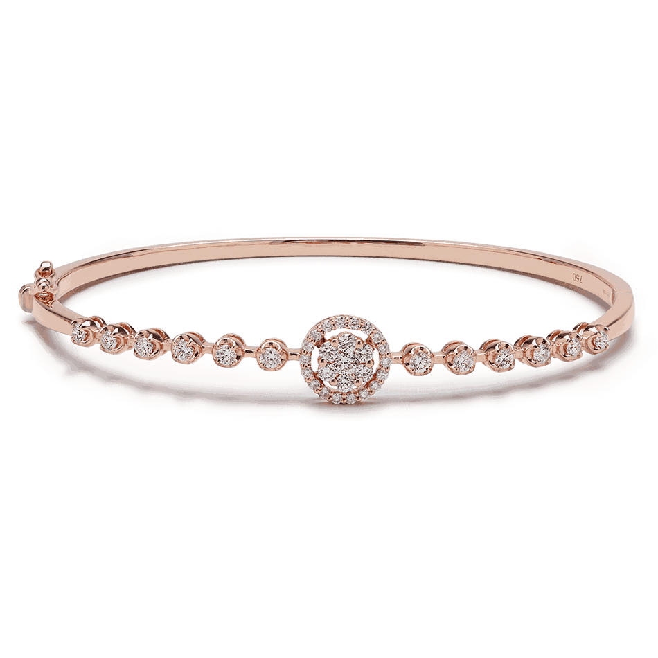 18ct Rose Gold and Diamond Bangle Bracelet 25703 - 18ct Rose Gold and Diamond Bangle Bracelet