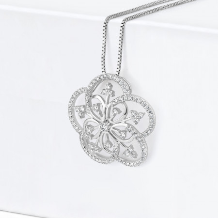 18ct White Gold Floweret Diamond Pendant