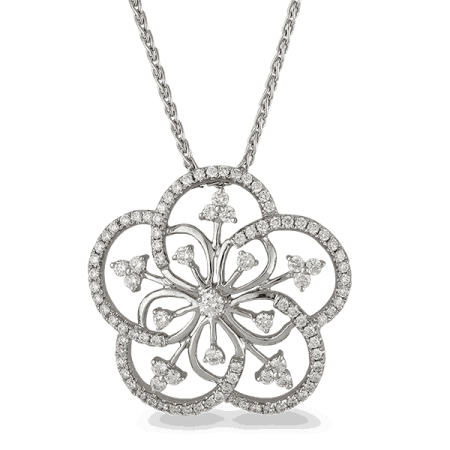18ct White Gold Floweret Diamond Pendant