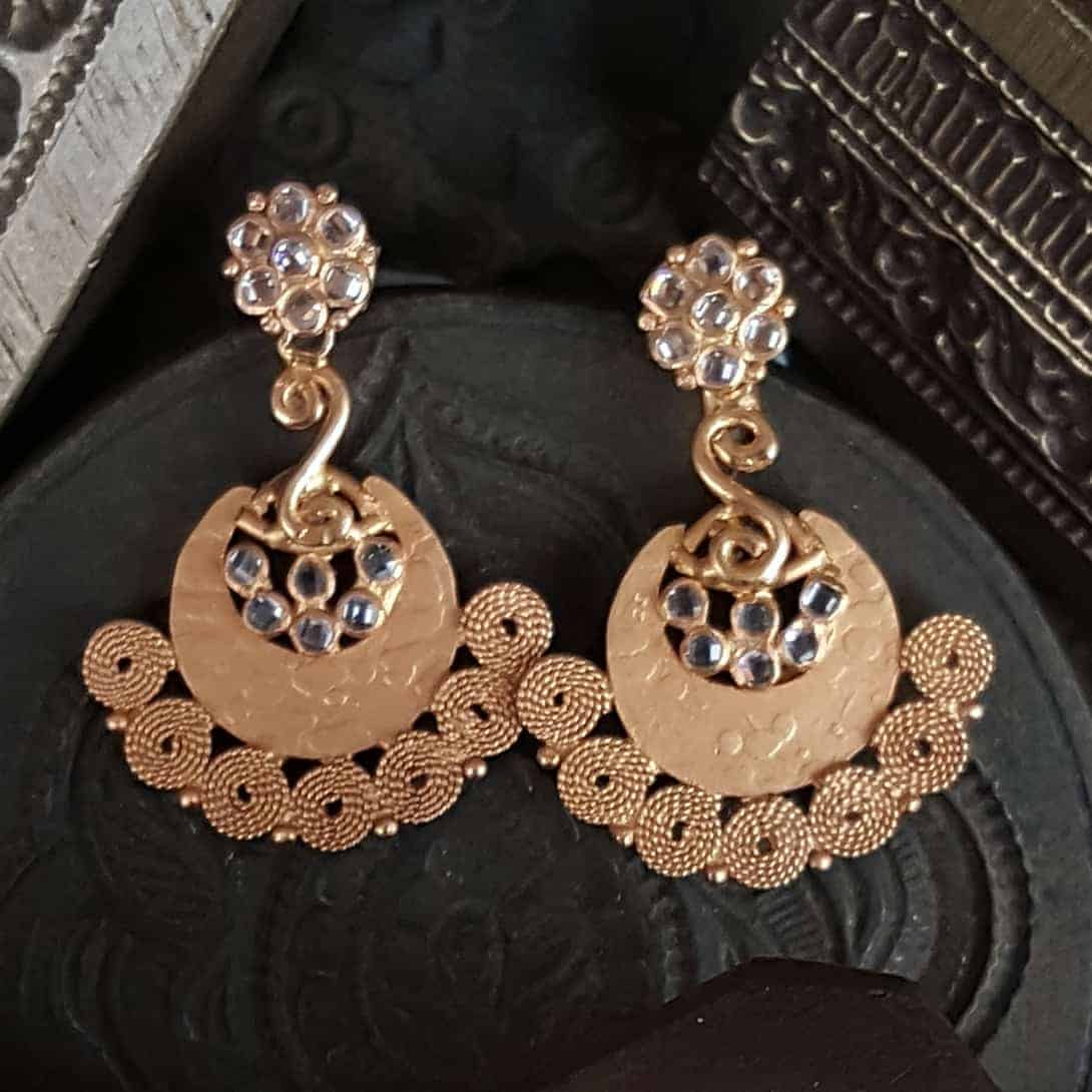 Anusha 22ct Uncut Polki Stones Earrings 25621 - Anusha 22ct Uncut Polki Stones Earrings