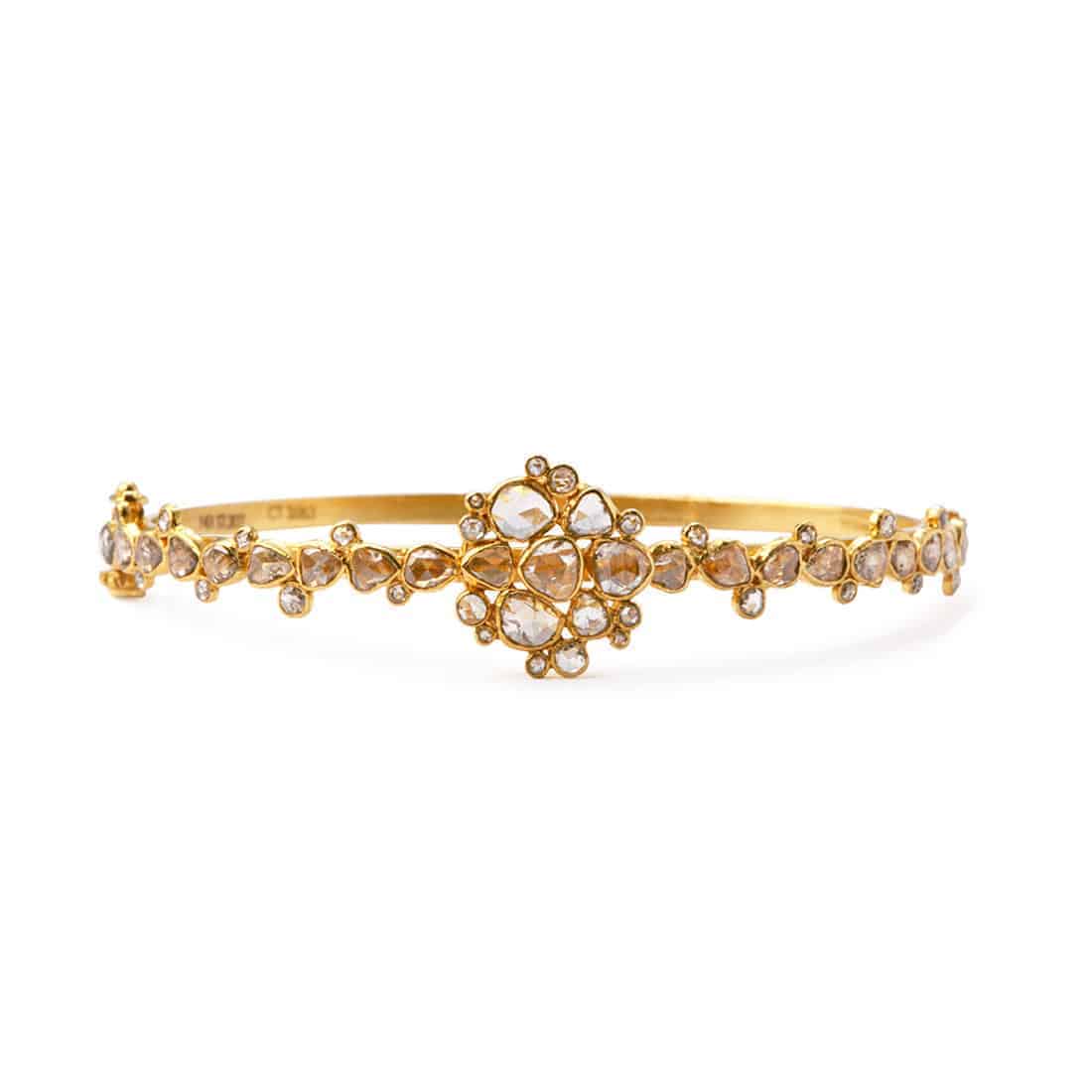 Diya 22ct Gold Uncut Polki Diamond Bangle 21383 - Diya 22ct Gold Uncut Polki Diamond Bangle