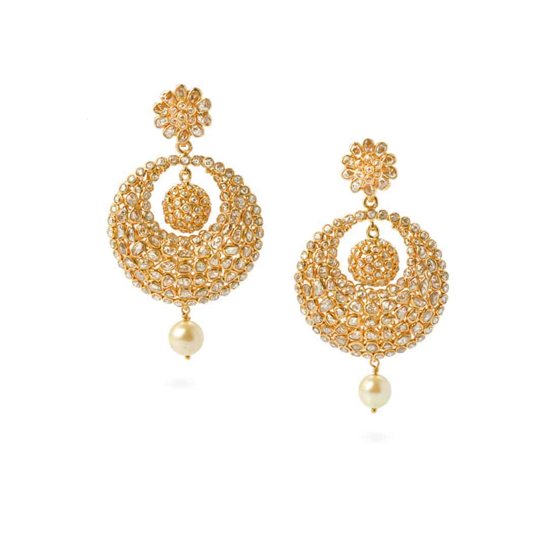 Diya 22ct Gold Uncut Polki Diamond Earrings 22179 - Diya 22ct Gold Uncut Polki Diamond Earrings