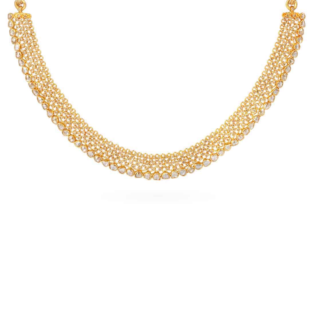 Diya 22ct Gold Uncut Polki Diamond Necklace 21363 - Diya 22ct Gold Uncut Polki Diamond Necklace