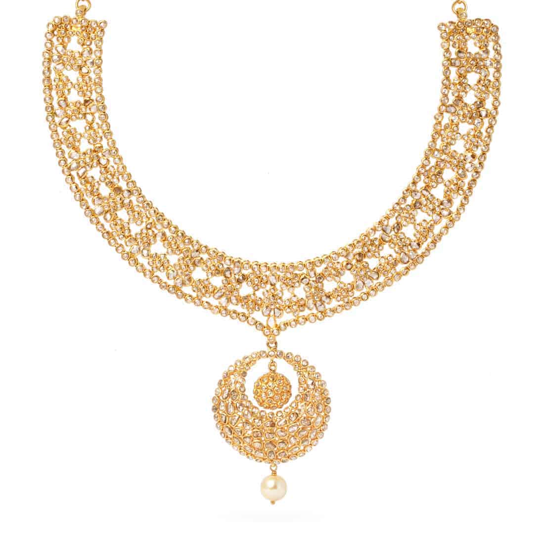 Diya 22ct Gold Uncut Polki Diamond Necklace 22178 - Diya 22ct Gold Uncut Polki Diamond Necklace