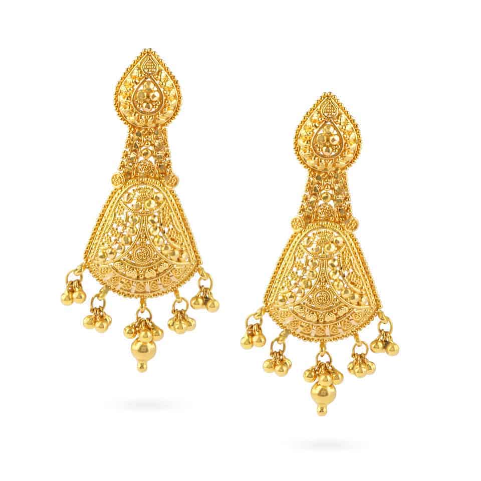 Jali 22ct Gold Filigree Earrings 21281 - Jali 22ct Gold Filigree Earrings
