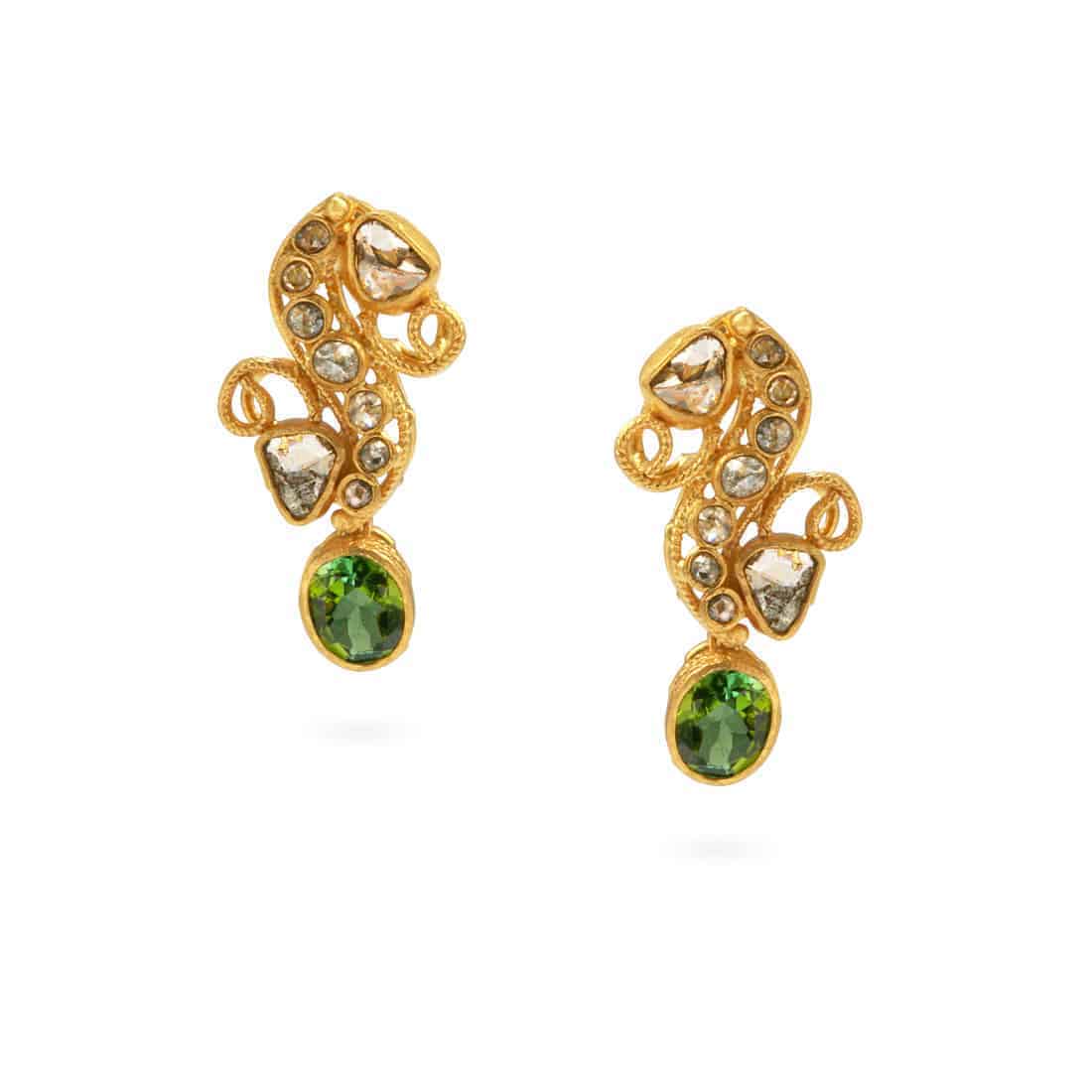 22ct Gold Polki Diamond Earrings 21512 - 22ct Gold Polki Diamond Earrings