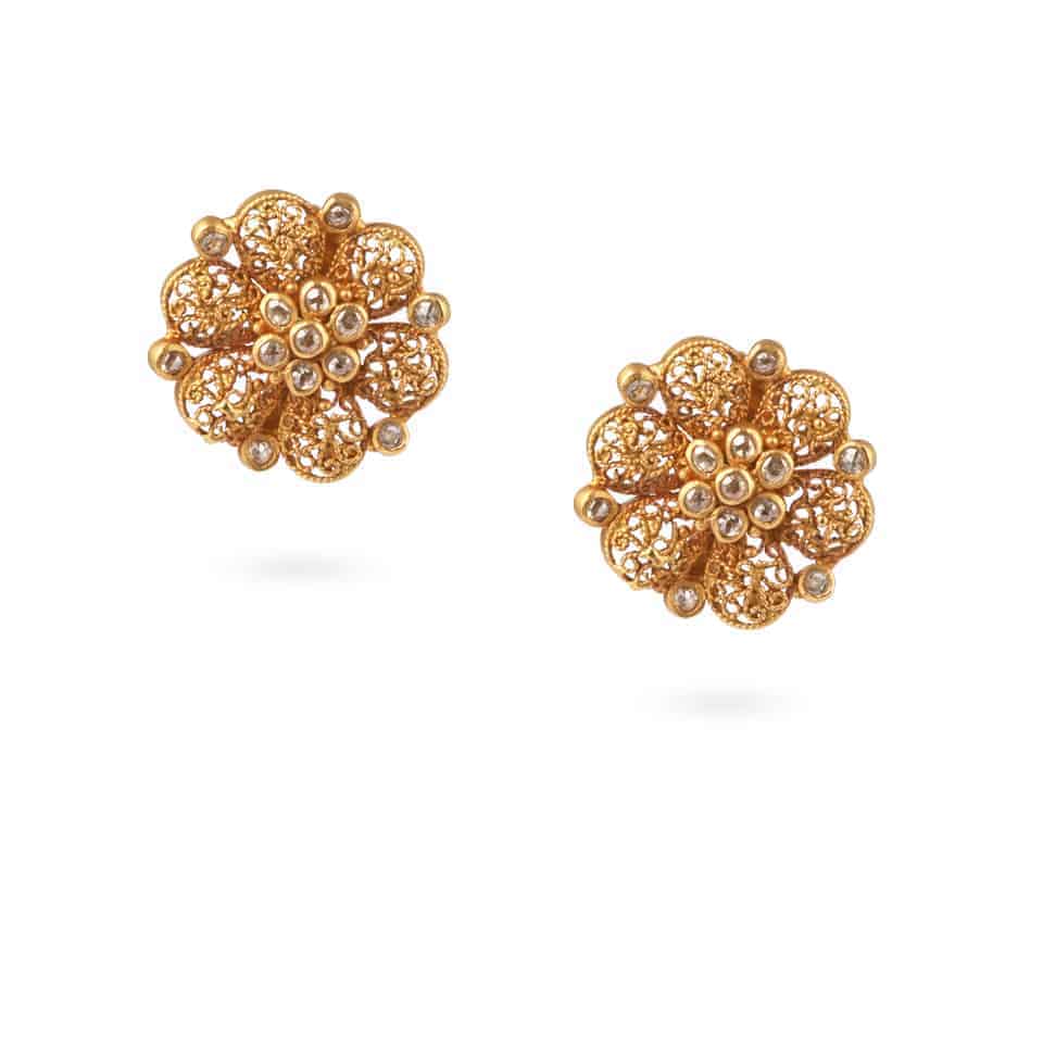 Anusha 22ct Uncut Polki Diamond Earrings Anusha Earring - Anusha 22ct Uncut Polki Diamond Earrings