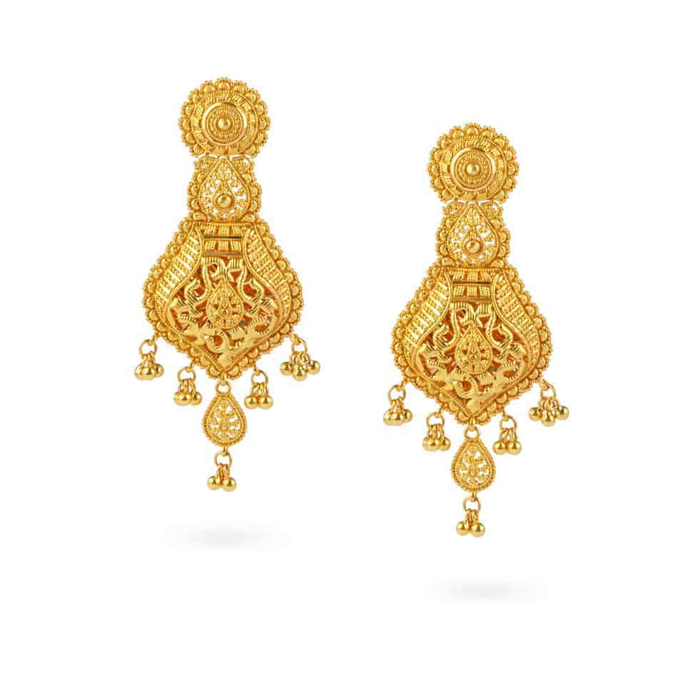 Jali 22ct Gold Filigree Earrings 22605 - Jali 22ct Gold Filigree Earrings