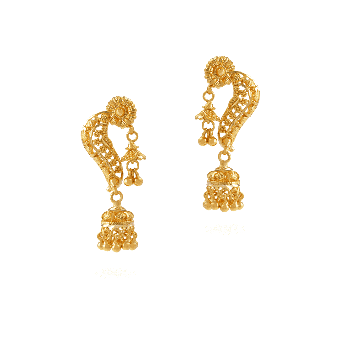 Jali 22ct Indian Gold Filigree Earrings 26678 - Jali 22ct Indian Gold Filigree Earrings