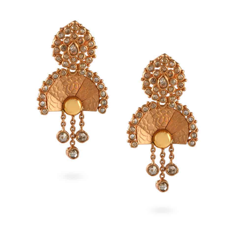 Anusha 22ct Uncut Polki Diamond Earrings 23681 - Anusha 22ct Uncut Polki Diamond Earrings