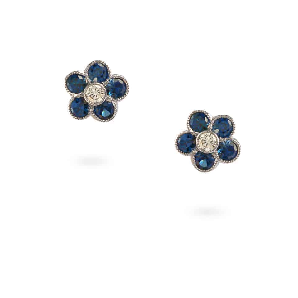 18ct White Gold Sapphire Studs 23779 - 18ct White Gold Sapphire Studs