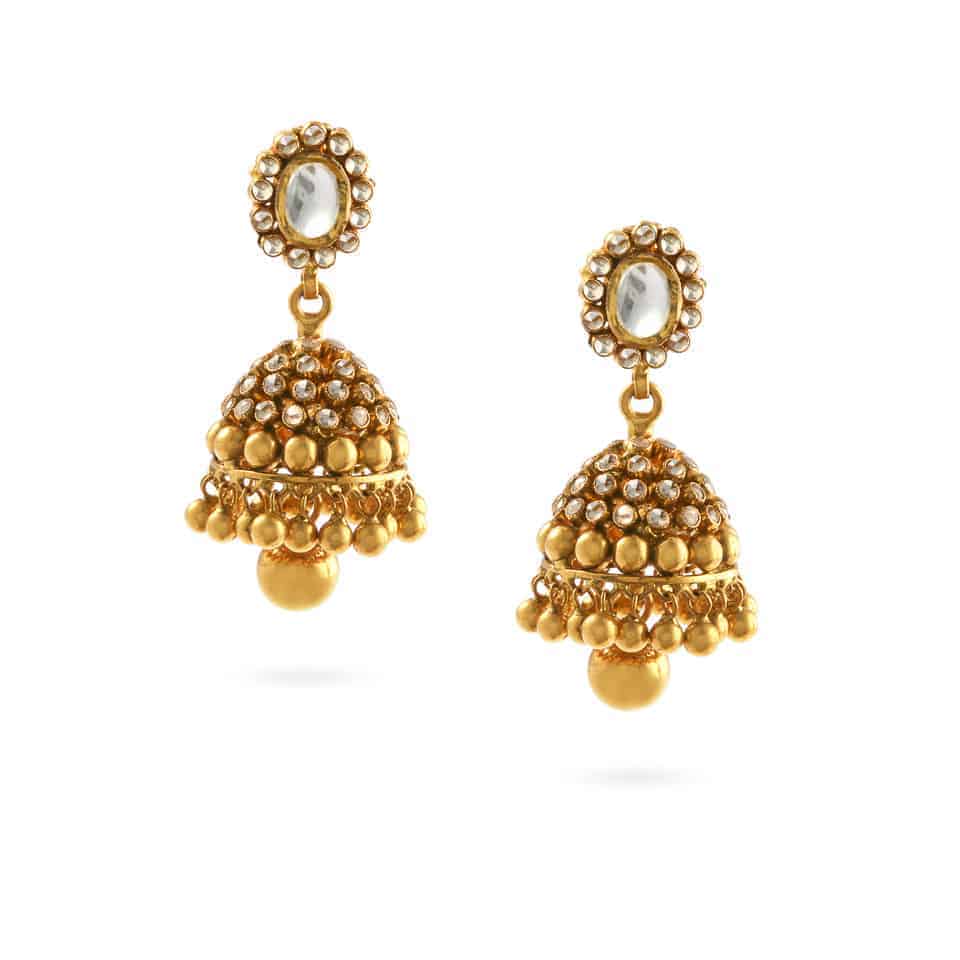 22ct Gold Polki Stone Earrings 24056 - 22ct Gold Polki Stone Earrings