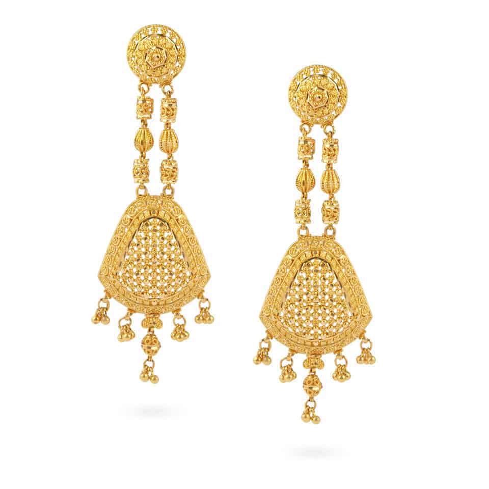 Jali 22ct Gold Filigree Earrings 24136 - Jali 22ct Gold Filigree Earrings