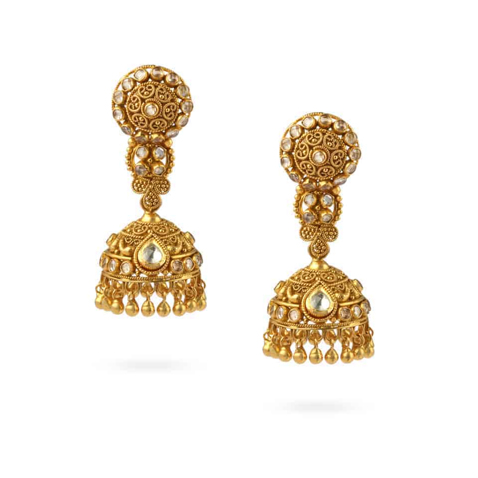 22ct Polki Stone Earrings 24114 - 22ct Polki Stone Earrings