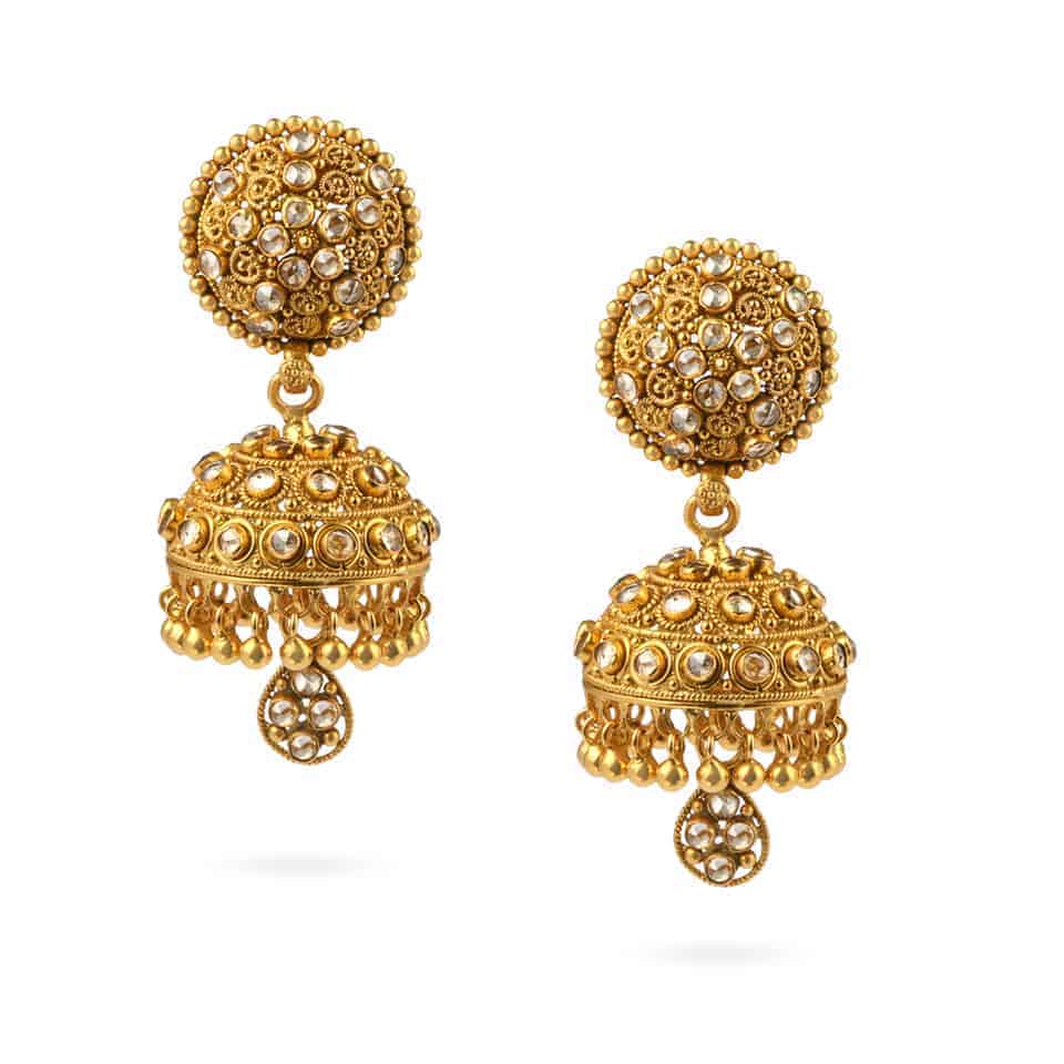 22ct Polki Stone Earrings 24215 - 22ct Polki Stone Earrings
