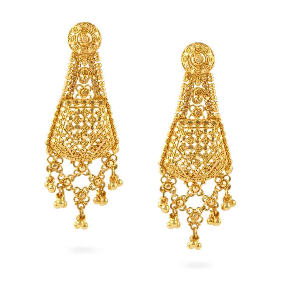 Jali 22ct Gold Filigree Earrings 24756 - Jali 22ct Gold Filigree Earrings