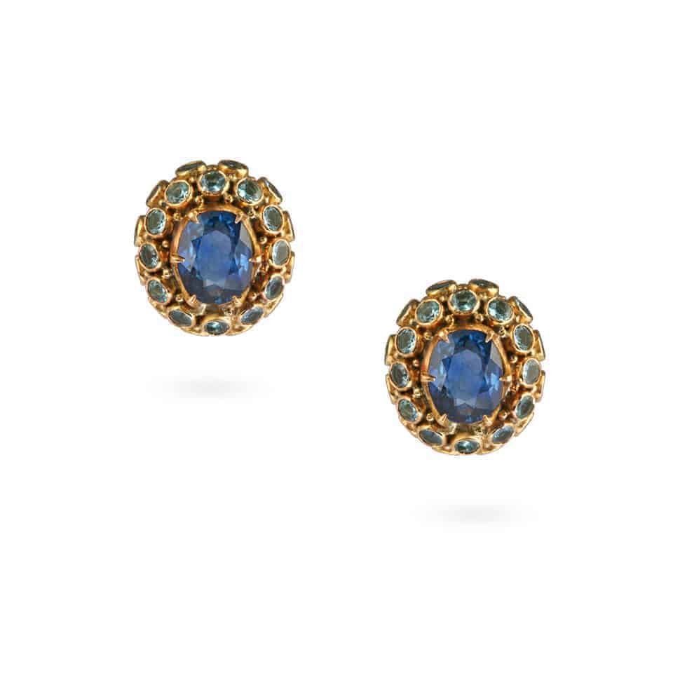 Blue Sapphire And Aquamarine Earrings 24865 - Blue Sapphire And Aquamarine Earrings