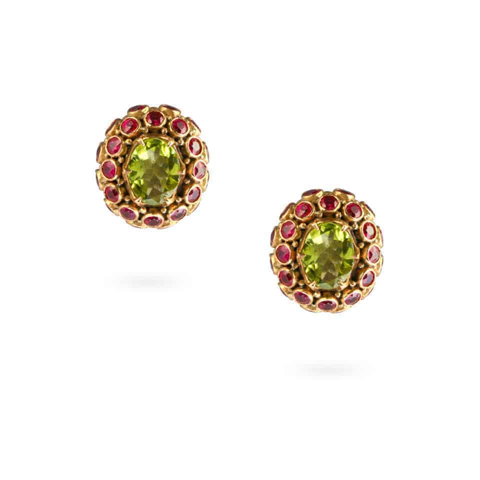 Peridot And Ruby Earrings 24874-2 - Peridot And Ruby Earrings