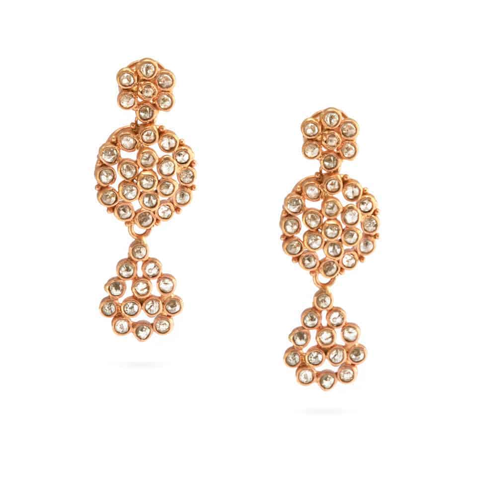 Diya 22ct Uncut Polki Diamond Earrings 23686 - Diya 22ct Uncut Polki Diamond Earrings