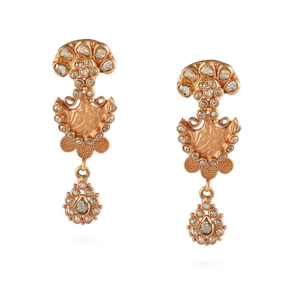 Anusha 22ct Uncut Polki Diamond Earrings 23688 - Anusha 22ct Uncut Polki Diamond Earrings