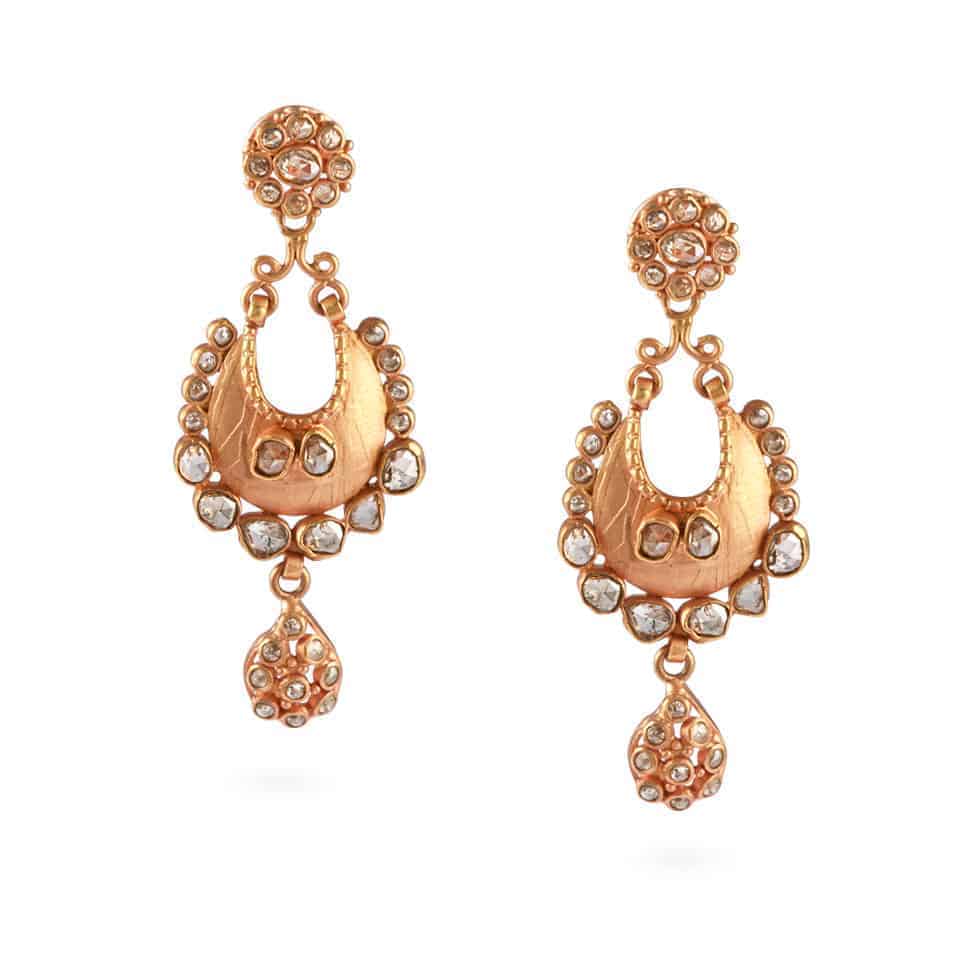 Diya 22ct Uncut Polki Diamond Earrings 23692 - Diya 22ct Uncut Polki Diamond Earrings