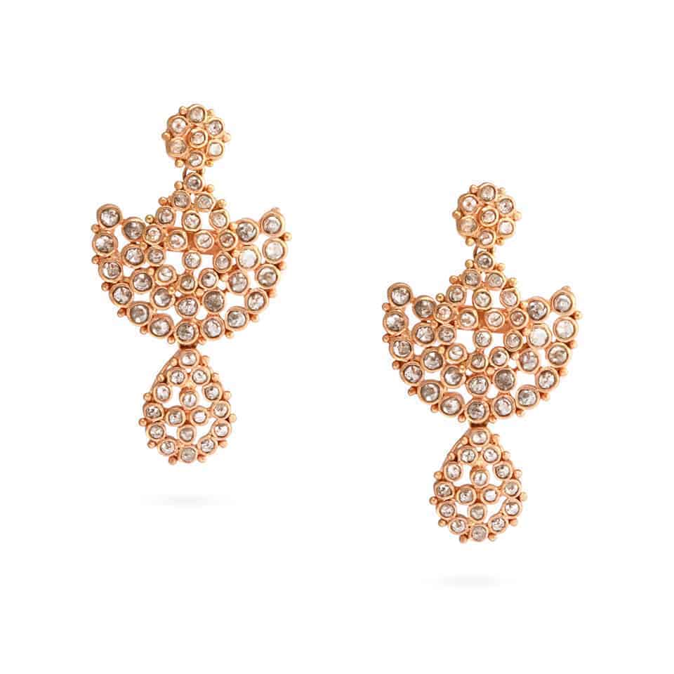Diya 22ct Uncut Polki Diamond Earrings 23693 - Diya 22ct Uncut Polki Diamond Earrings