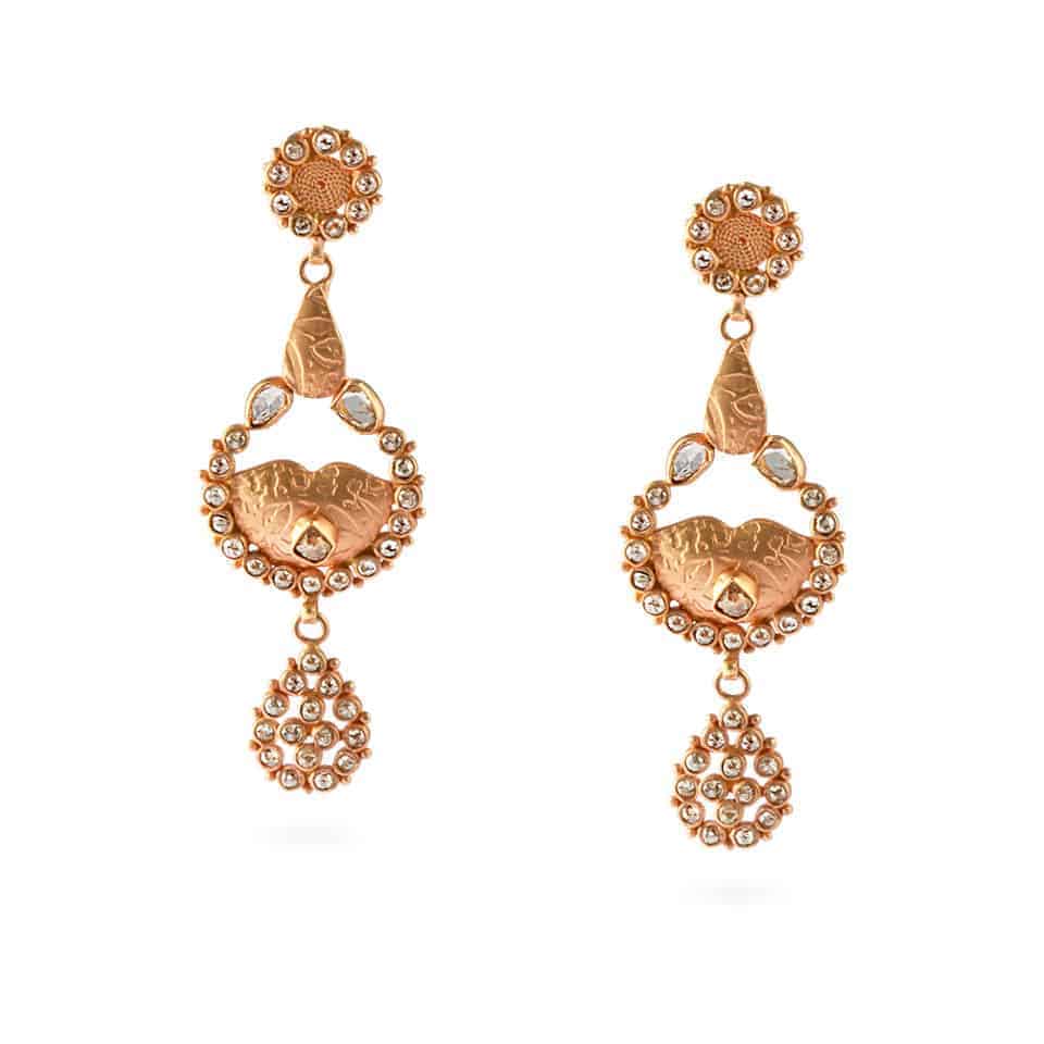 Diya 22ct Uncut Polki Diamond Earrings 23697 - Diya 22ct Uncut Polki Diamond Earrings