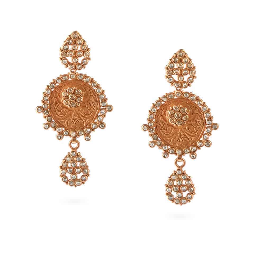 Diya 22ct Uncut Polki Diamond Earrings 23703 - Diya 22ct Uncut Polki Diamond Earrings