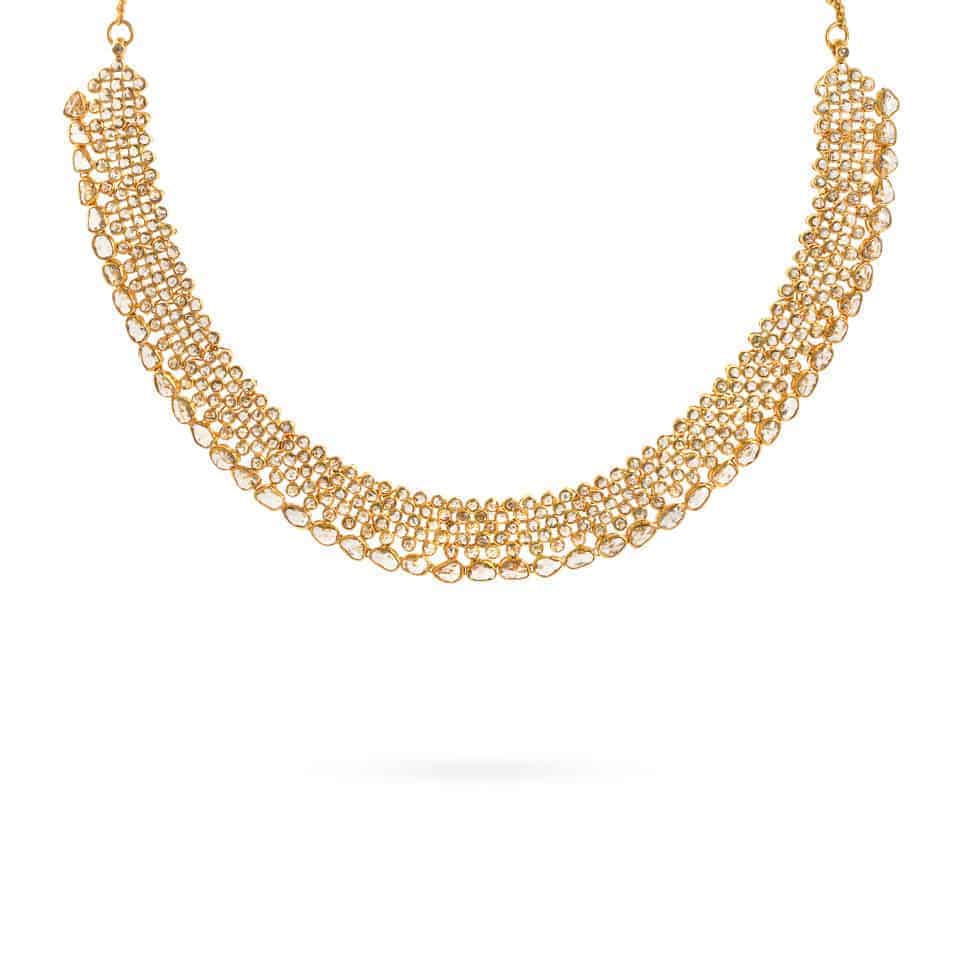Diya 22ct Gold Uncut Polki Diamond Necklace 23664 - Diya 22ct Gold Uncut Polki Diamond Necklace