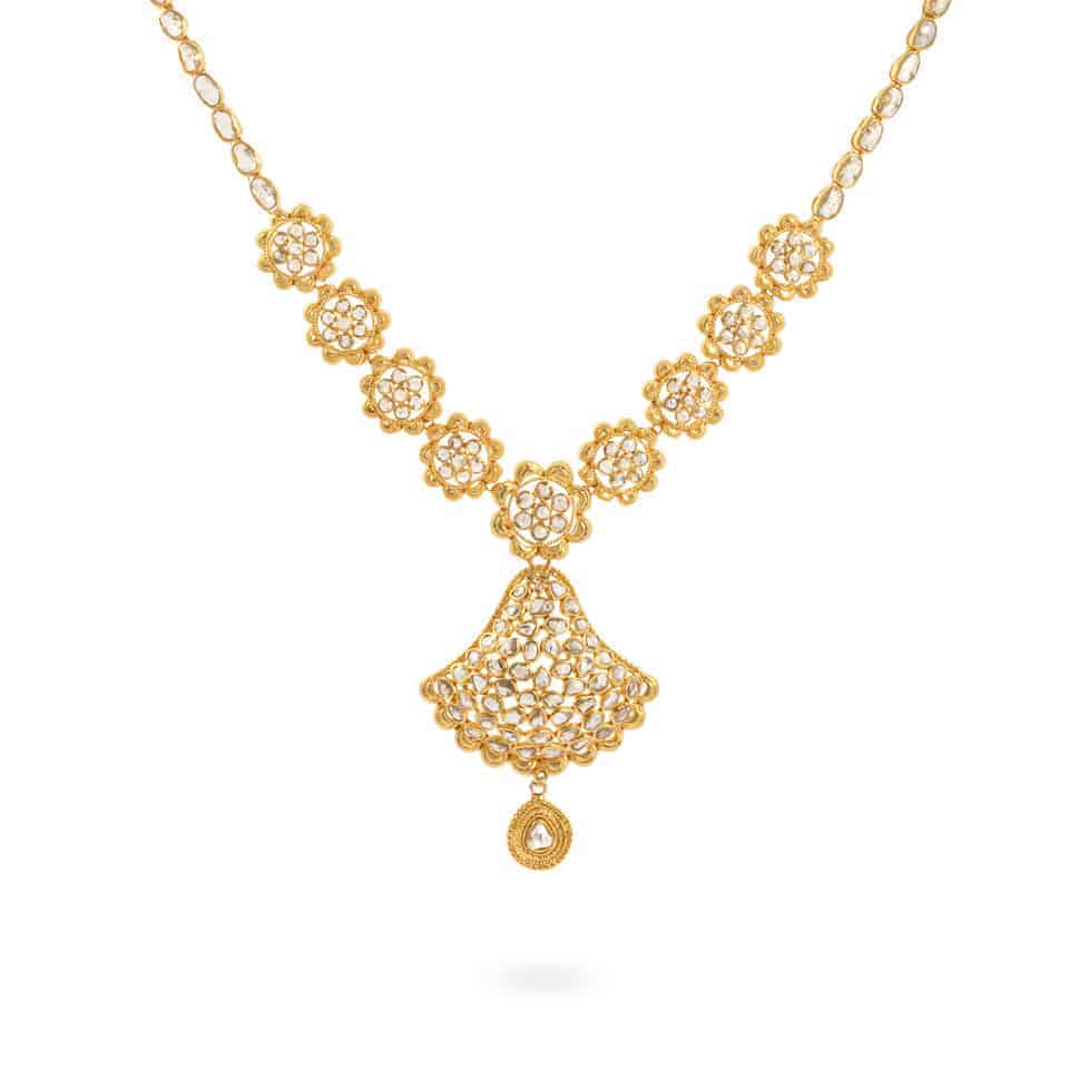 Diya 22ct Gold Uncut Polki Diamond Necklace 23668 - Diya 22ct Gold Uncut Polki Diamond Necklace
