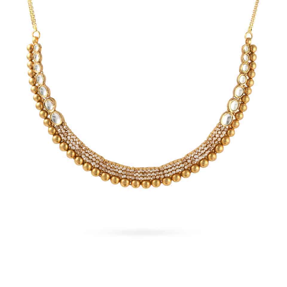 22ct Gold Polki Stone Necklace 24055 - 22ct Gold Polki Stone Necklace