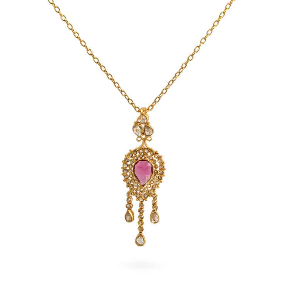 22ct Gold Polki Pendant 20425 - 22ct Gold Polki Pendant