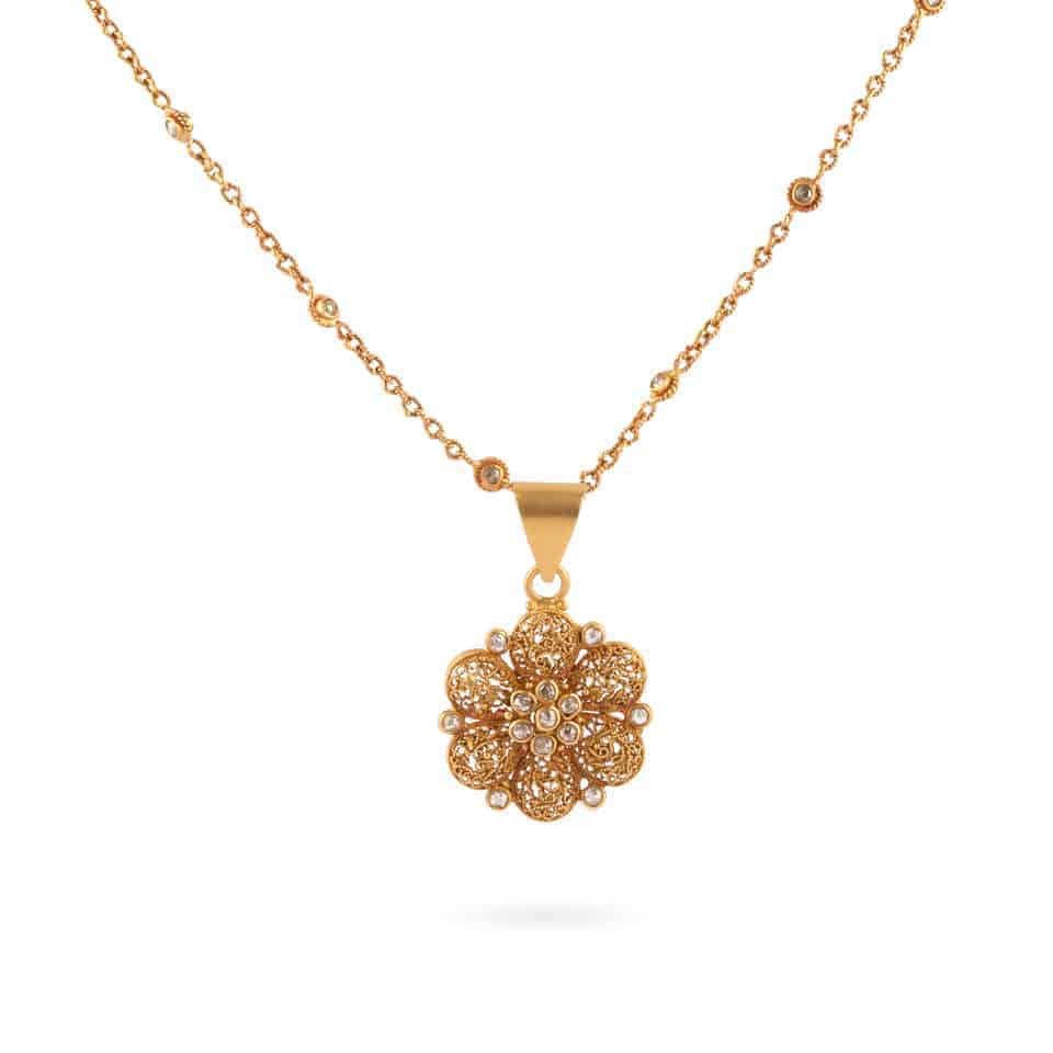 Anusha 22ct Uncut Polki Diamond Pendant and Chain Set 22519,23683 - Anusha 22ct Uncut Polki Diamond Pendant and Chain Set
