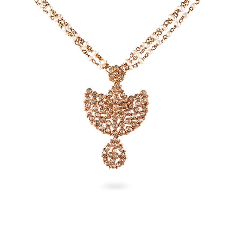 Diya 22ct Uncut Polki Diamond Necklace 23677 - Diya 22ct Uncut Polki Diamond Necklace