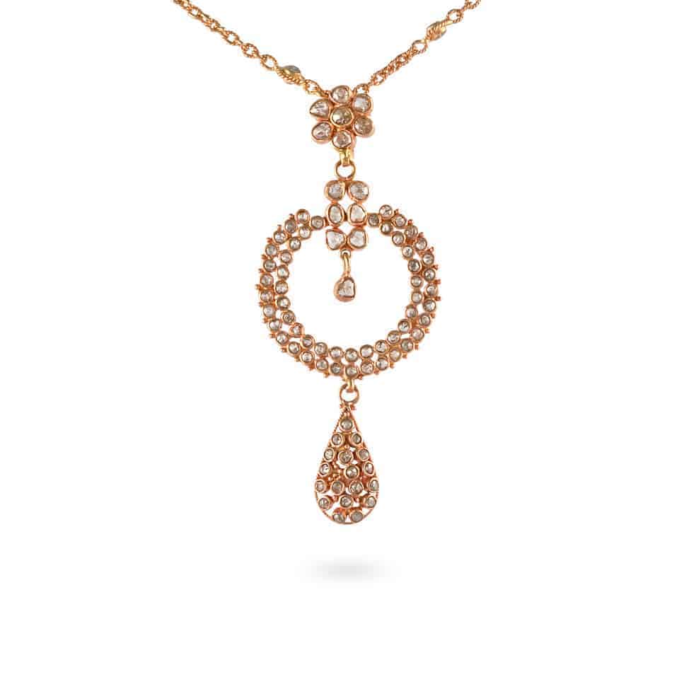 Anusha 22ct Uncut Polki Diamond Pendant and Chain Set 23694 , 23683 - Anusha 22ct Uncut Polki Diamond Pendant and Chain Set