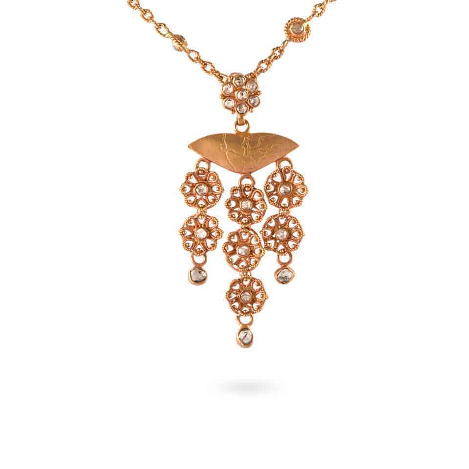 Anusha 22ct Uncut Polki Diamond Pendant and Chain set 23698, 23683 - Anusha 22ct Uncut Polki Diamond Pendant and Chain set
