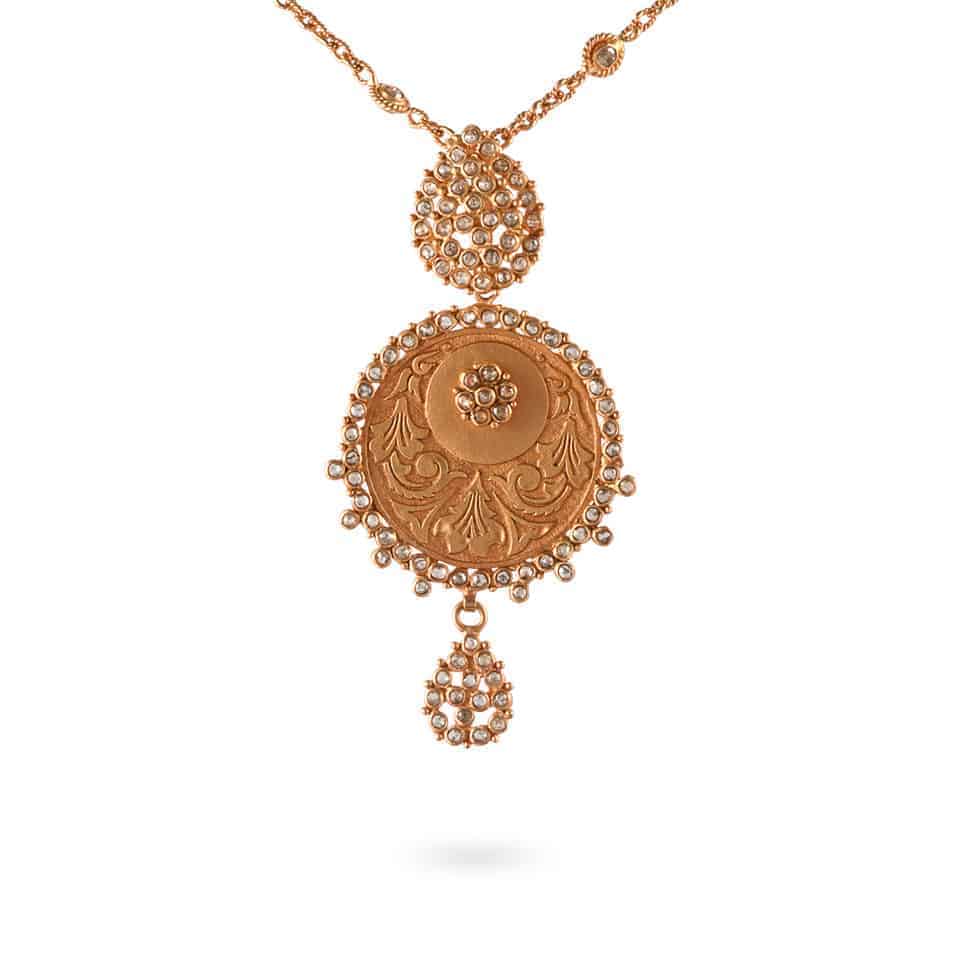 Diya 22k uncut Polki Diamond Necklace 23702,23683 - Diya 22k uncut Polki Diamond Necklace