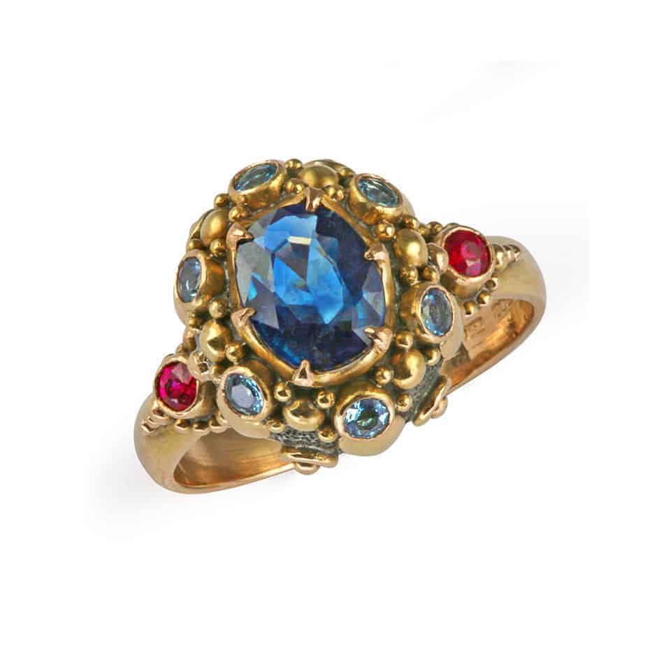 Blue Sapphire and Aquamarine Ring 24868 - Blue Sapphire and Aquamarine Ring