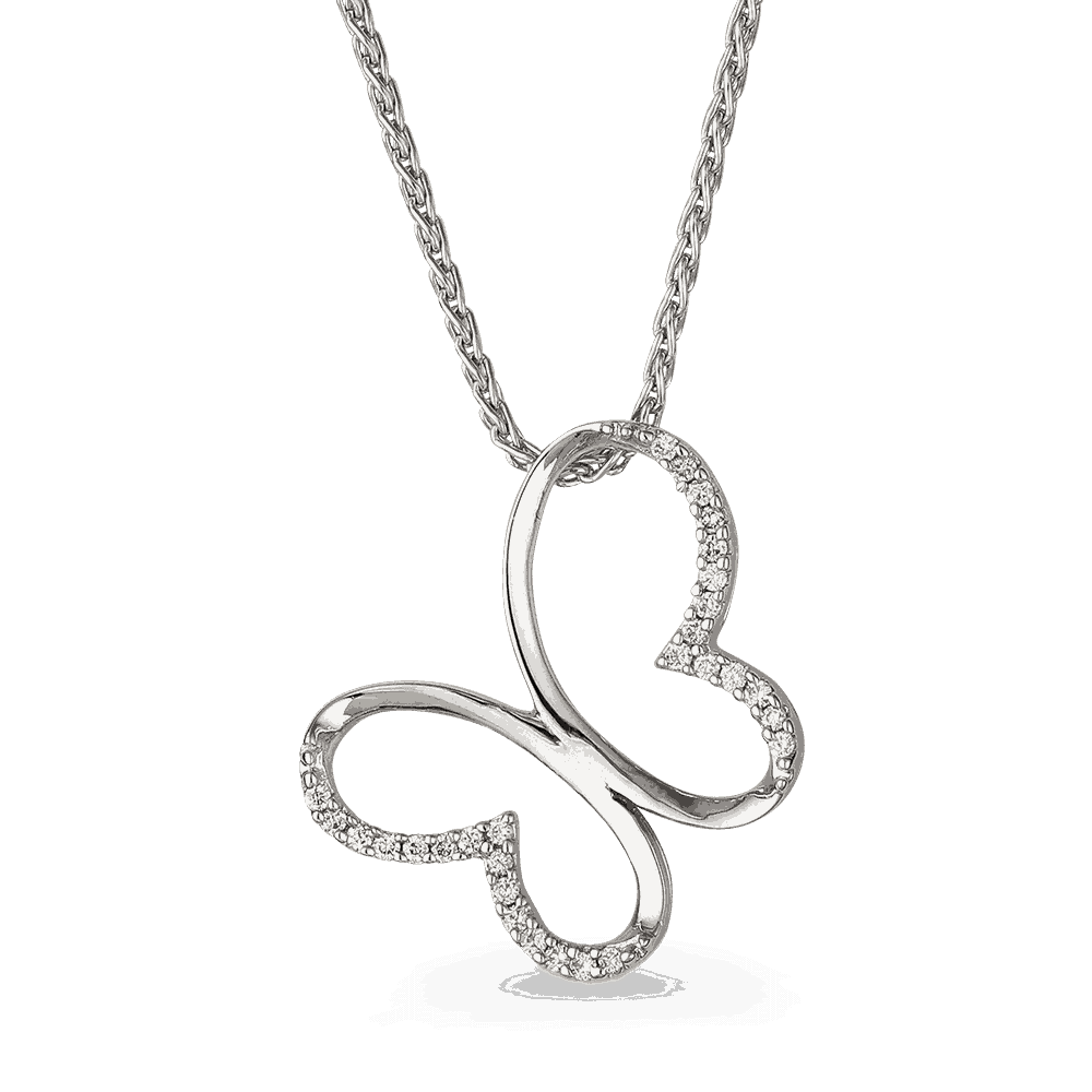 18ct White Gold Diamond Butterfly Pendant 3995 - 18ct White Gold Diamond Butterfly Pendant