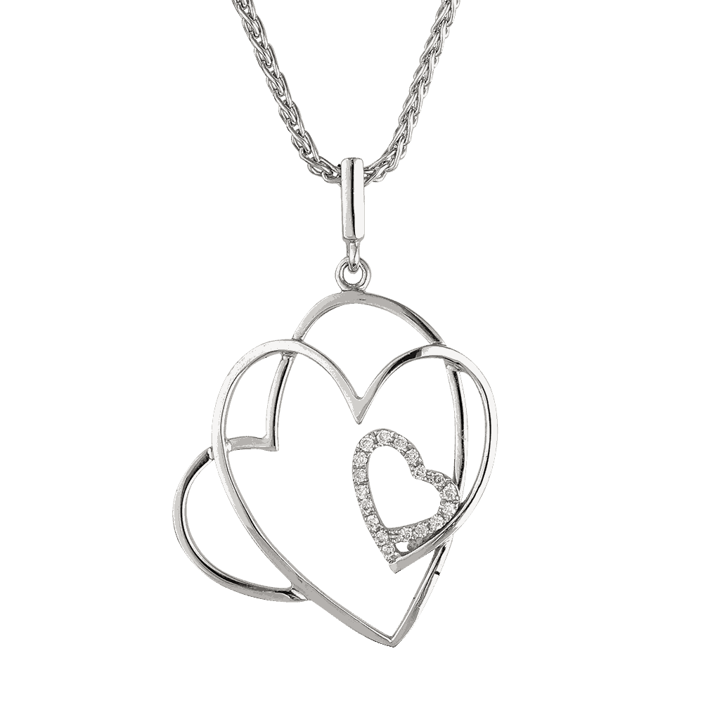18ct White Gold Hearts Pendant 4265 - 18ct White Gold Hearts Pendant