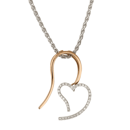 18ct White Gold Diamond Rose Heart Pendant