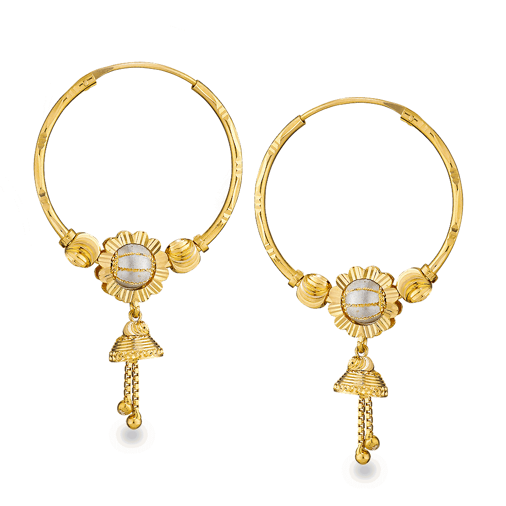 22ct Gold Hoop Earrings with droplets 26889 - 22ct Gold Hoop Earrings with droplets