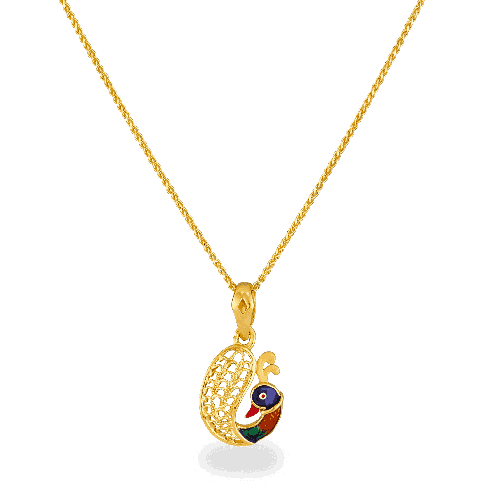 22ct Gold Enamel Peacock Pendant 26611 - 22ct Gold Enamel Peacock Pendant