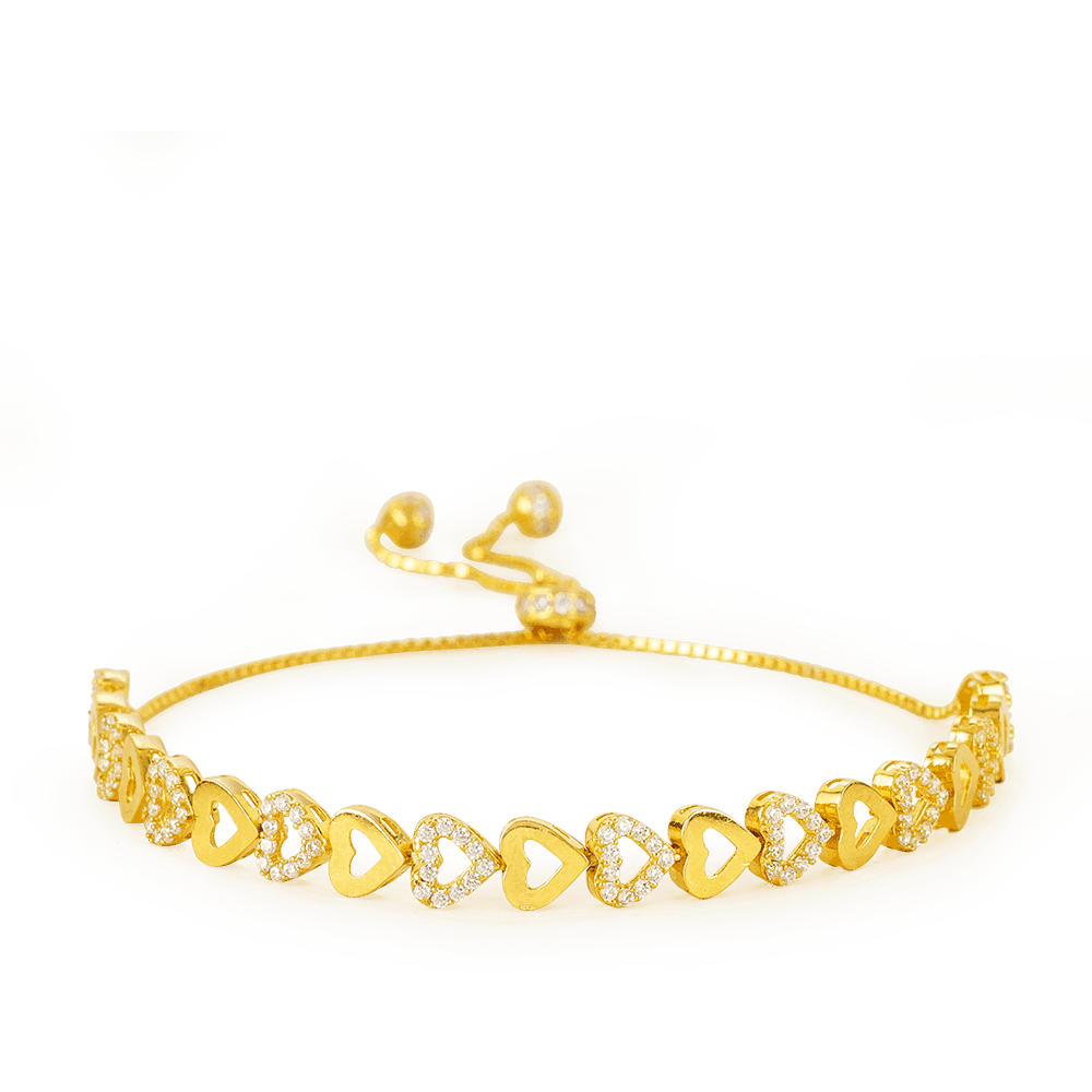 22ct Gold Row of Hearts Bracelet - 22ct Gold Row of Hearts Bracelet