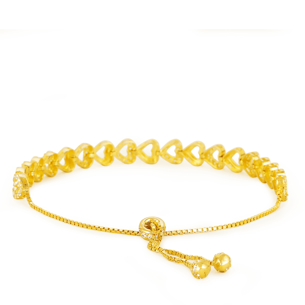 22ct Gold Row of Hearts Bracelet - 22ct Gold Row of Hearts Bracelet