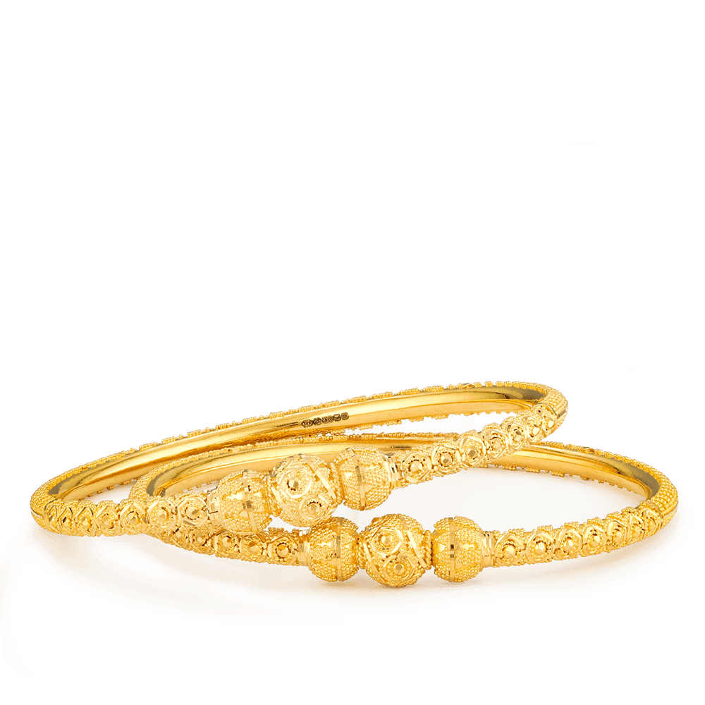 22ct Gold Jali Kada Bangles 27144,27145 - 22ct Gold Jali Kada Bangles