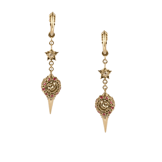 Diamond And Ruby Drop Earrings - Diamond And Ruby Drop Earrings
