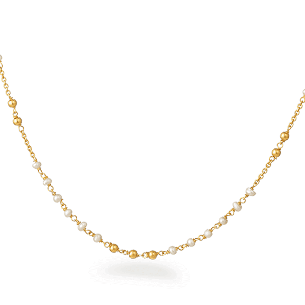 Chain with delicate Pearl accents in 22ct Yellow Gold 25515 - Chain with delicate Pearl accents in 22ct Yellow Gold